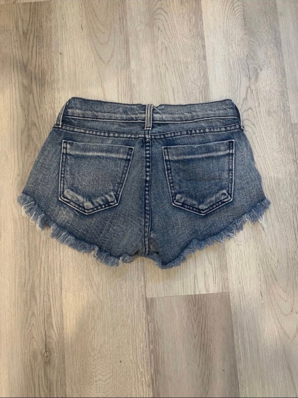 Gypsy Warrior Washed Blue Frayed Hem Denim Shorts